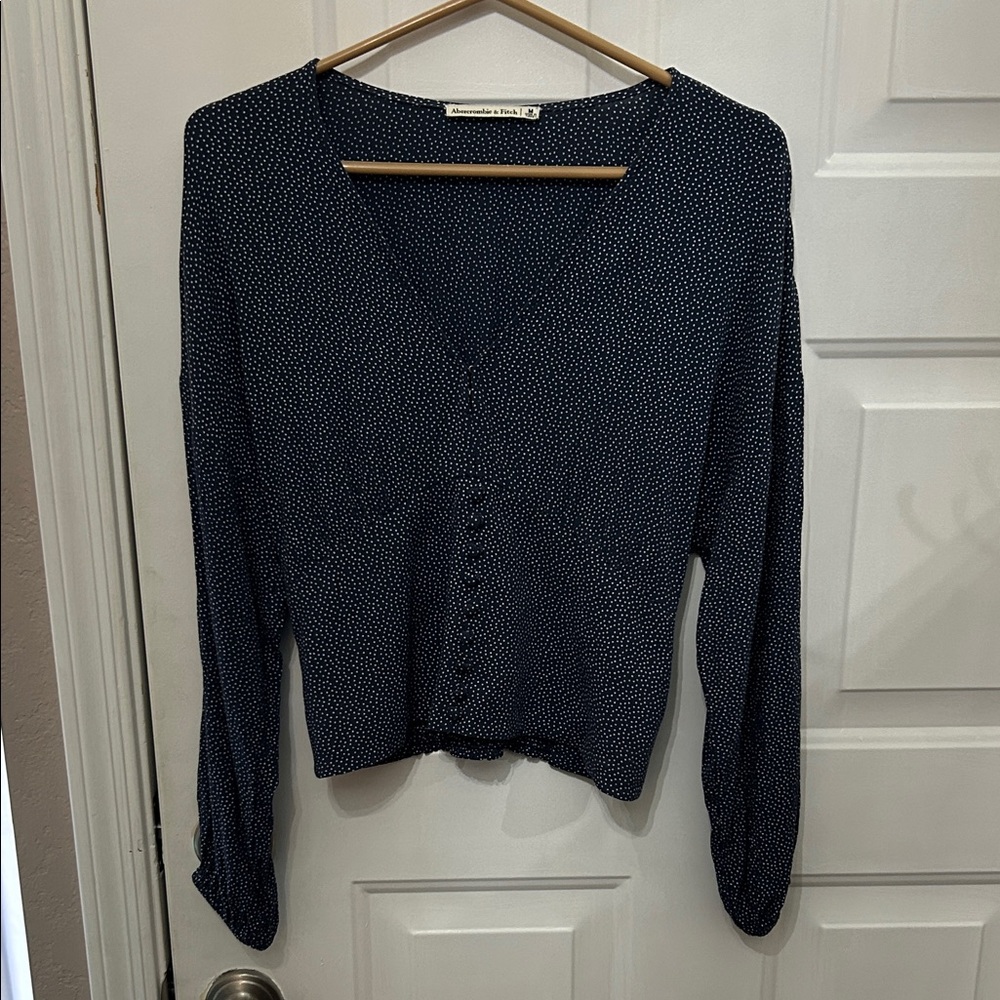 Abercrombie & Fitch Navy Blue Polka Dot Blouse